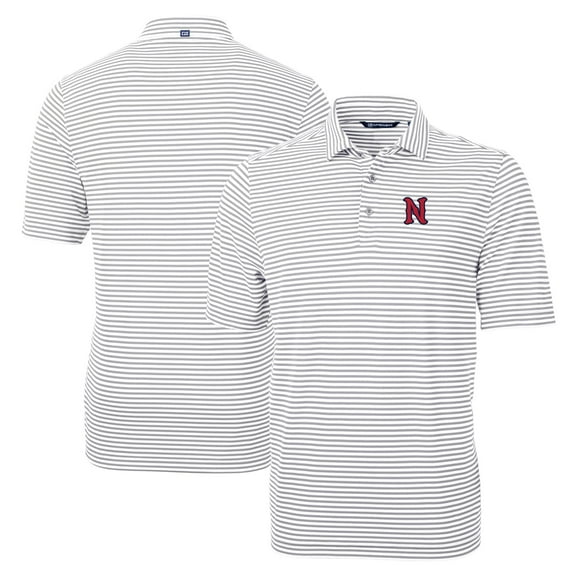 Men's Cutter & Buck Gray Nashville Sounds Big & Tall Virtue Eco Pique Stripe Recycled DryTec Polo