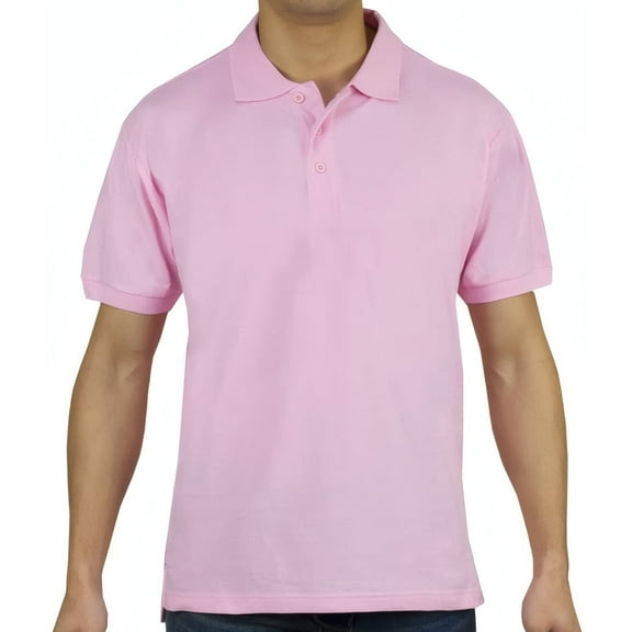 Access Men's Short Sleeve Classic Uniform Pique Polo Shirt (Pink, 5X-Large) AP21