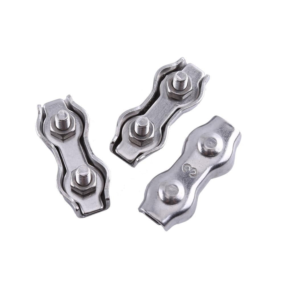 M3 Stainless Steel Duplex Wire Cable,Tianher 20 Pcs M3 Duplex Wire Rope Clips Stainless Steel Cable Grips Clamps Caliper Caliper for Rigging Rope Wire Cables. 