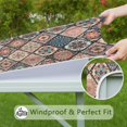 thumbnail image 6 of Multicolor Ethnic Mandala Pattern Square Fitted Tablecloth with Elastic Edge,Square Table Cover,Washable Elastic Table Cover for Home Kitchen Party Decor 36"x36", 6 of 6