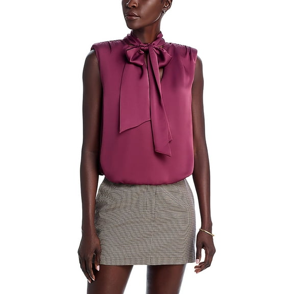 Ramy Brook Womens Shoulder Pads Tie Neck Blouse