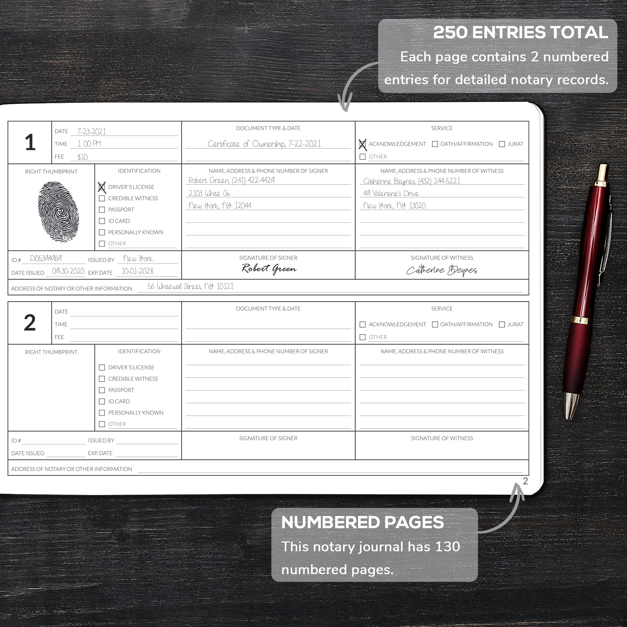Skyline Official Notary Journal
