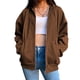 thumbnail image 1 of Chaqueta Sudadera básica para mujer, corte holgado, con capucha, estilo informal, con cremallera, ropa de calle, traje Ygjytge Cafés para Mujer, 1 of 7