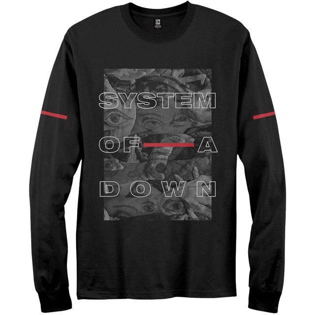 System Of A Down - Camiseta Eye Collage de Manga Larga para Adultos Unisex (Negro)