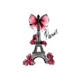 thumbnail image 2 of Chic Bow & Floral Eiffel Tower Print Women's T-Shirt - Casual Crew Neck, Short Sleeve, Stretchy Polyester Blend, Machine Washable - Perfect for Summer, 2 of 6
