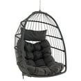 thumbnail image 3 of Costway Hanging Egg Chair Wicker Swing Hammock Chair with Head Pillow & Seat Cushion Gray, 3 of 10