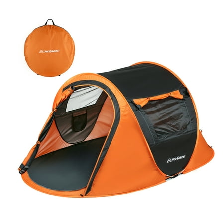 2 Person Pop Up Tent - Black & Orange - Instant Setup Camping Tent