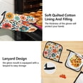 thumbnail image 4 of Colorful Flower with Plant 5 Pcs Kitchen Set Heat Resistant Oven Mitts and Non-Slip Pot Holders with Adjustable Cooking Apron, 4 of 6