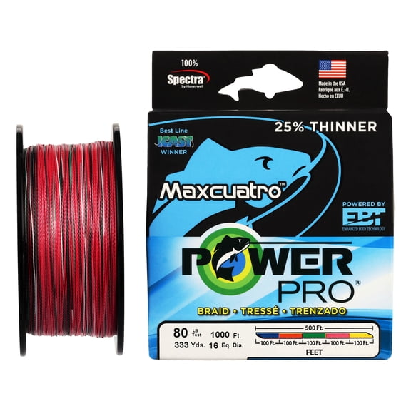 PowerPro Braided Fishing Line, maxcuatro 80lb 333yd multi,  [33400800333WHJ]