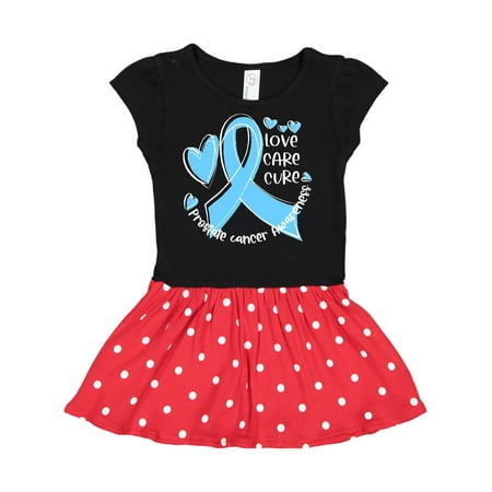 

Inktastic Love Care Cure Prostate Cancer Awareness Blue Ribbon Gift Toddler Girl Dress