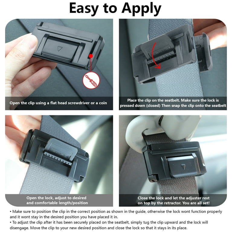 Car Seat Belt Adjuster Seatbelt Clips - Smart Adjust Seat Belt Clamp to  Relax & Provide Shoulder & Neck Comfort While Driving - Set of 2 Easy to  use