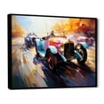 thumbnail image 2 of Designart "Vintage Race Tracks in Blue and Yellow I" Architecture Framed Wall Art - Modern Blue Race Tracks Entryway Framed Wall Art Print, 2 of 6