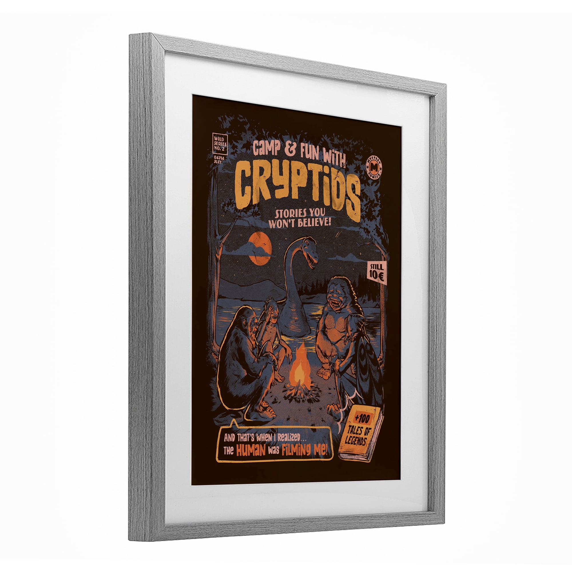 Stupell Industries Cryptid Camp Humor Gray Framed Print Under Glass, design by EduEly Designs