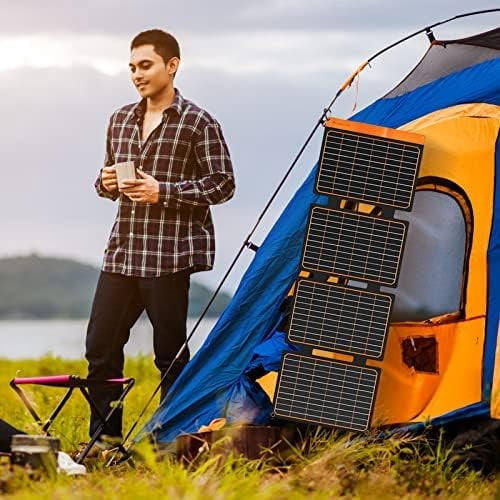 FlexSolar 40W USB Foldable Solar Panel Chargers 18W USB-A USB-C Portable Power Emergency ETFE Monocrystalline Small Panels IP67 Waterproof Camping Hiking Backpacking for Phones Power Banks Tablets