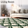 thumbnail image 2 of ODIKA 4'x6' Machine Washable Non-Slip Area Rug, Heritage Fern Trellis Intricate Interlocking Art High Traffic Rug with Pad, Ivory, 717516, 2 of 8