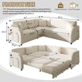 thumbnail image 4 of 85.1" L-Shaped Sofa Couch with Pull-Out Bed, Oversize Convertible Sleeper Sofa with Side Pocket & USB Port, Teddy Upholstered Sectional Couches, for Living Room, Apartment, Office, Beige, 4 of 9