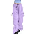 thumbnail image 5 of Jxximdong Cargo Pants for Women, Baggy Wide Leg Cargo Pants Hip Hop Streetwear Leisure Elastic Oversized Vintage Trousers, Purple Womens Casual Trousers, 5 of 6
