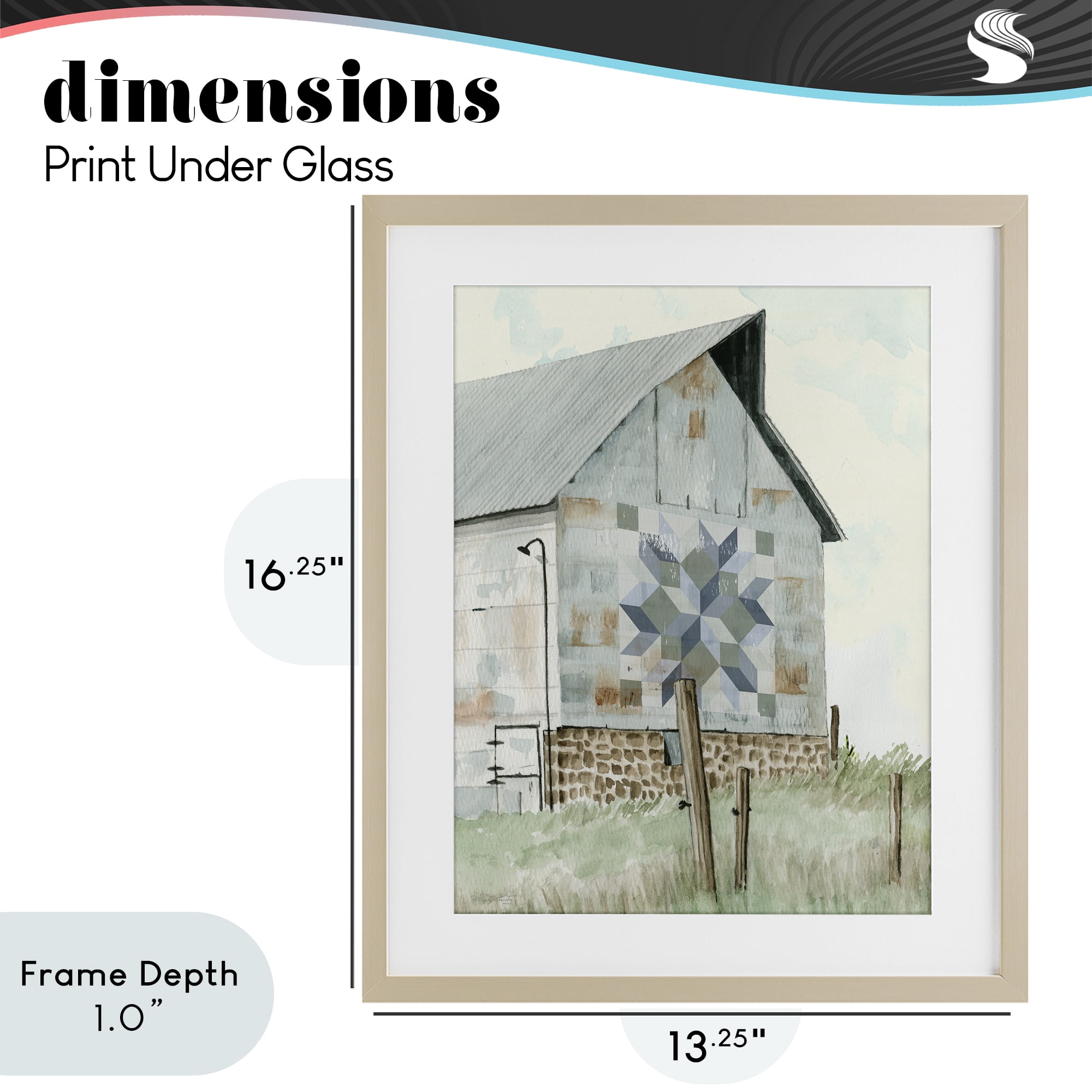 Stupell Industries Pickel's Barn Quilt Birch Framed Print Under Glass, design by Cindy Jacobs
