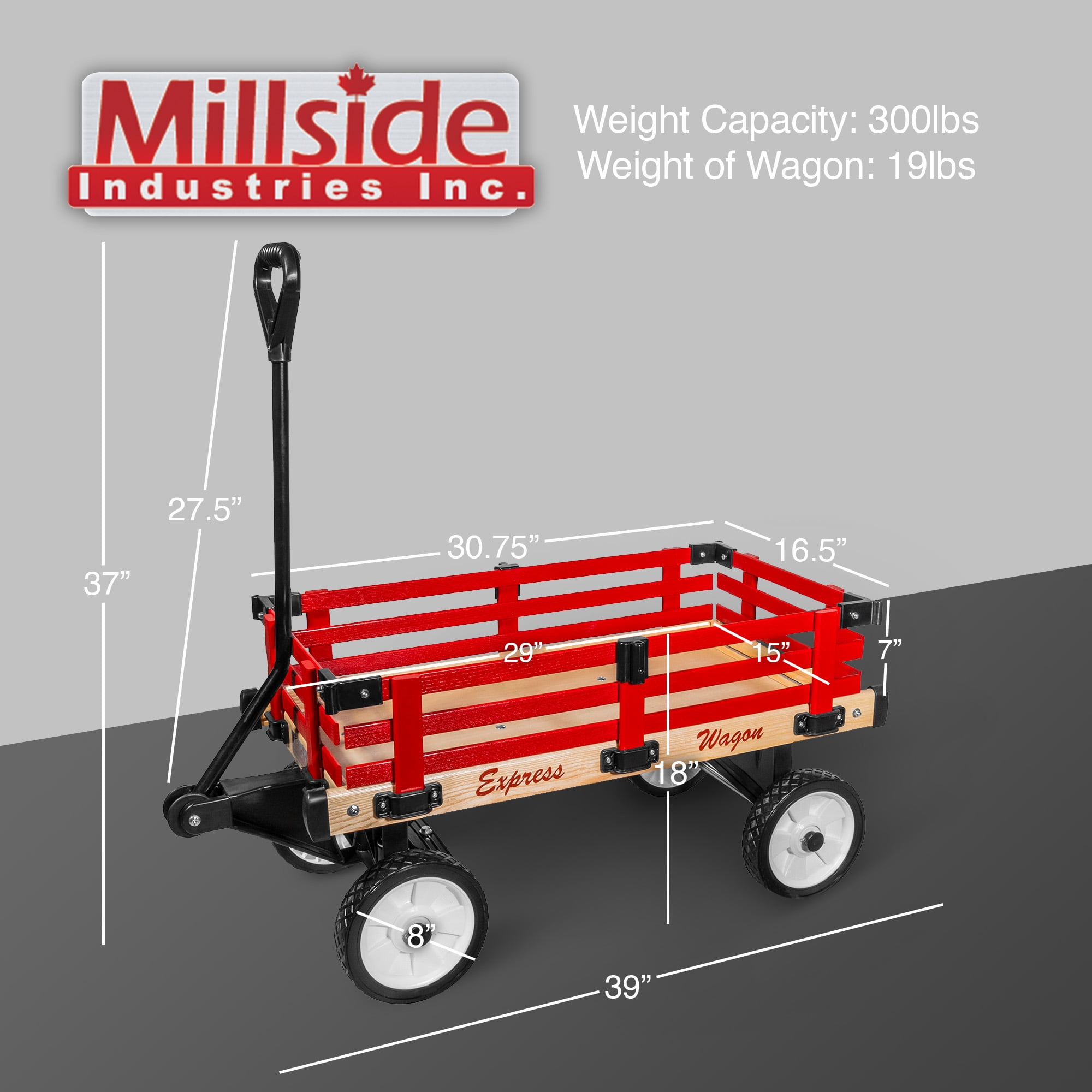 【更に値下げ】 WAGONS TYPES （ブランド：MILLS） Millside Industries All Season Convertible Wood Wagon Cart with