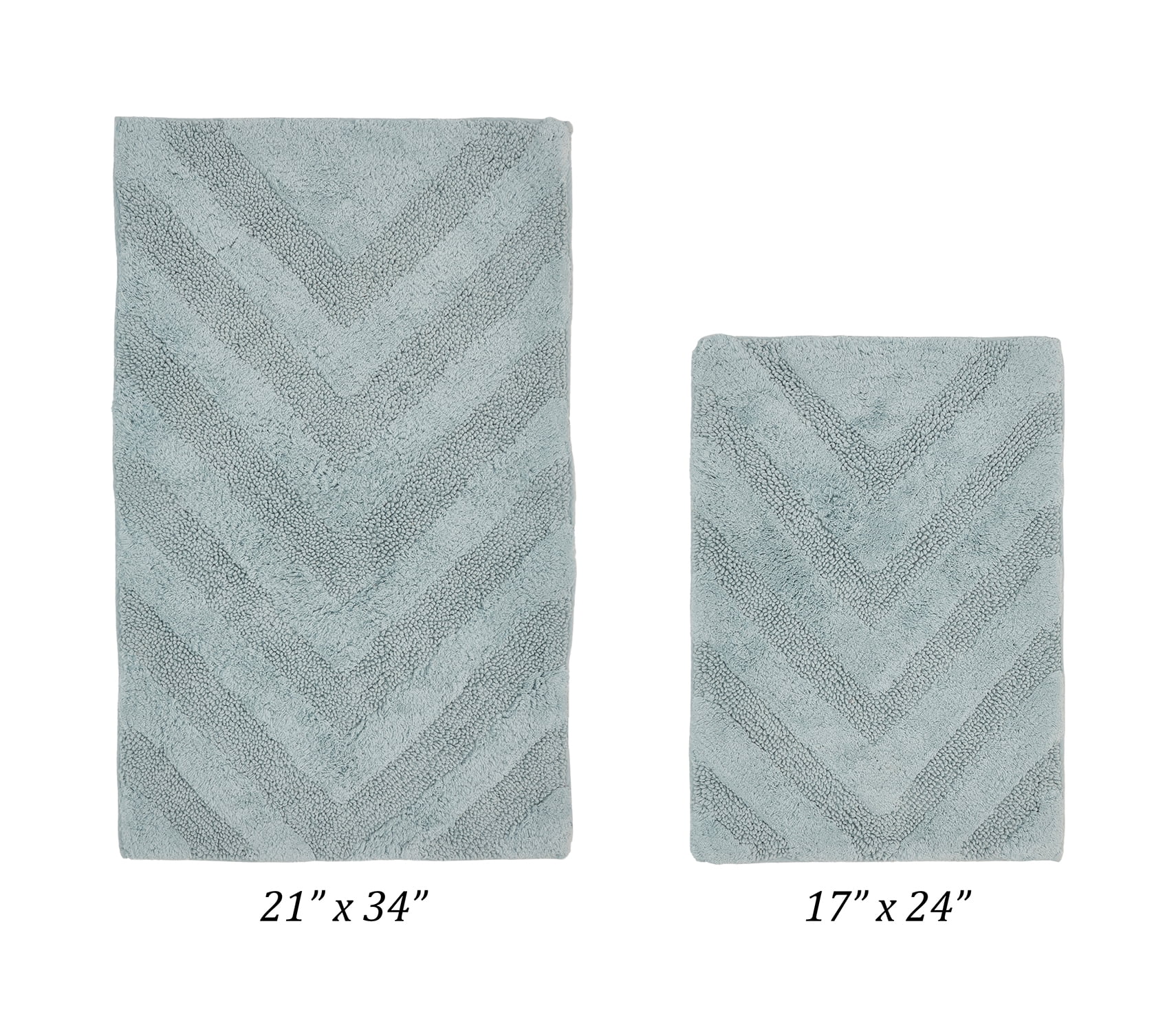 Better Trends 2 Piece Bathroom Rug Set 100% Cotton Extra Soft Tufted Bath Rug Water Absorbent Non-Slip Bath Mat Machine Washable (Blue) Hugo Collection