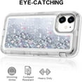 thumbnail image 4 of For Apple iPhone 12 Pro Max 6.7 inch Tough Defender Sparkling Liquid Glitter Heart Case Cover Silver, 4 of 6