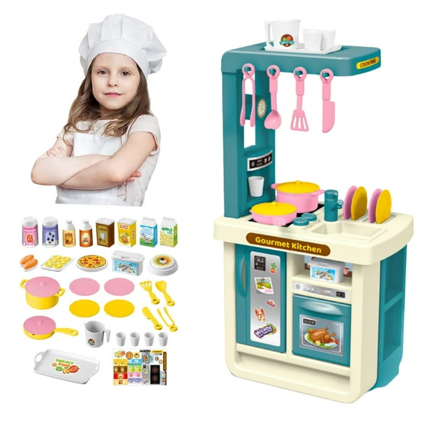 Juego de vajilla de simulación para niños de 43 piezas, ideal para cocinar en casa, juguetes educativos para niños y niñas, juguetes de vacaciones, regalo de cumpleaños.