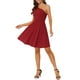 thumbnail image 1 of INSPIRE CHIC Vestido de Mujer con Lazo de Un Hombro Sin Mangas A-Line con Falda Acampanada y Bolsillos Rojo 3XL, 1 of 6