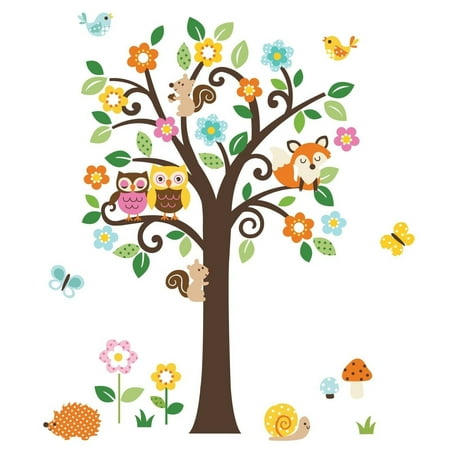 charming woodland giant peel & stick wall art sticker decals, peel