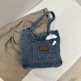 thumbnail image 1 of Bolso de lona vaquera retro americano, bolso de hombro bordado de gran capacidad, bolso versátil para estudiantes que viajan a clase., 1 of 5