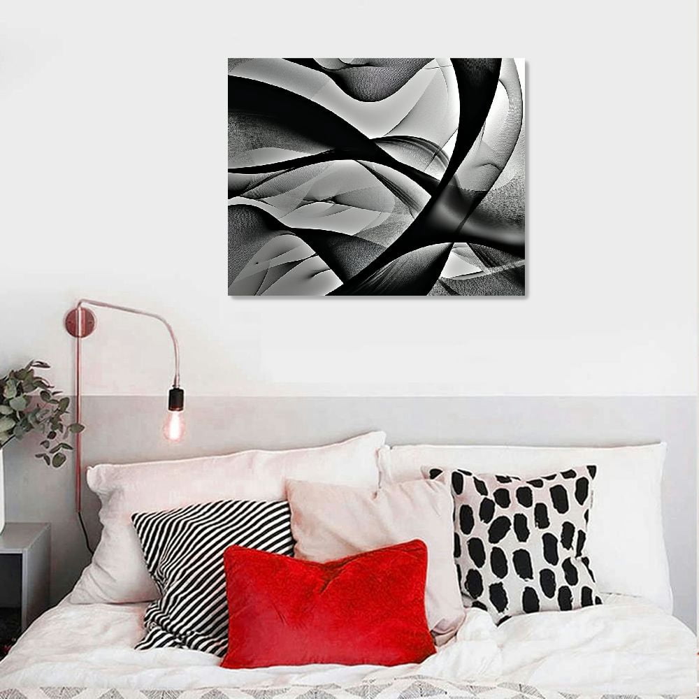 ARISTURING Canvas Wall Art Modern Black And White Black Framed Canvas Print Artwork Abstract Modern Wall Art Paintings for Living Room Kids Room Bedroom Bathroom Modern Home Decor