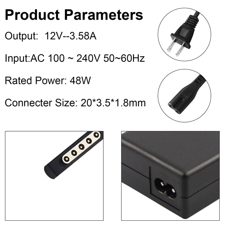 48W 12V 3.58A Surface Pro 1 Pro 2 Charger, Surface RT Power Supply