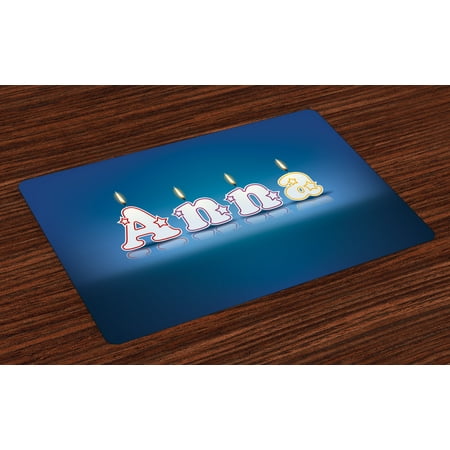 Anna Placemats Set of 4 Birthday Candles with Little Stars in Shape of Letters Newborn Girls Name, Washable Fabric Place Mats for Dining Room Kitchen Table Decor,Blue and Multicolor, by (Best Place To Name A Star)