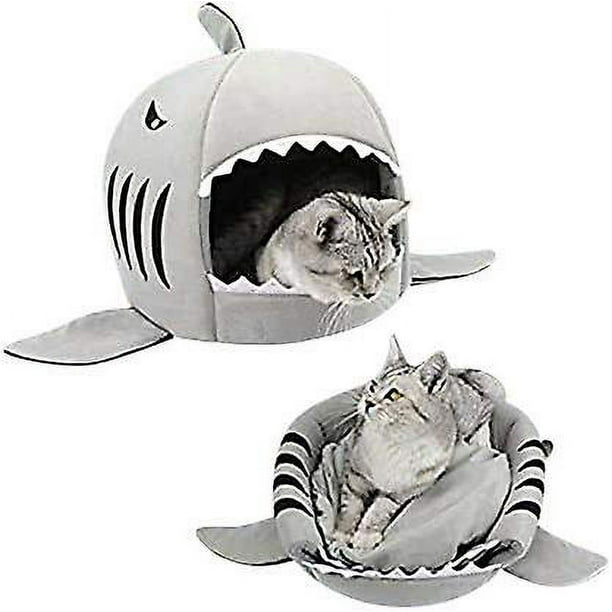 Cama cueva para gatos Shark Pet Basket 2 en 1, sofá y nido acogedor, saco de dormir cálido para cachorros en interiores, cama, tienda de campaña compatible con perros pequeños, gatitos,