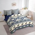 thumbnail image 3 of jejeloiu Ancient Aztec Theme 7-Piece Bedding Comforter Set,Retro Geometric Rhombus King Bedding Sets,Beige Blue Bed Sheets For Kids,Breathable Home Decor Reversible, 3 of 8