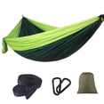 thumbnail image 1 of Soidarity Tela de paracaídas para acampar, columpio antivuelco, cama colgante, hamaca portátil para exteriores para parejas, silla colgante para dormir carpas Verde+Verde oscuro Soidarity HW5386-04, 1 of 1