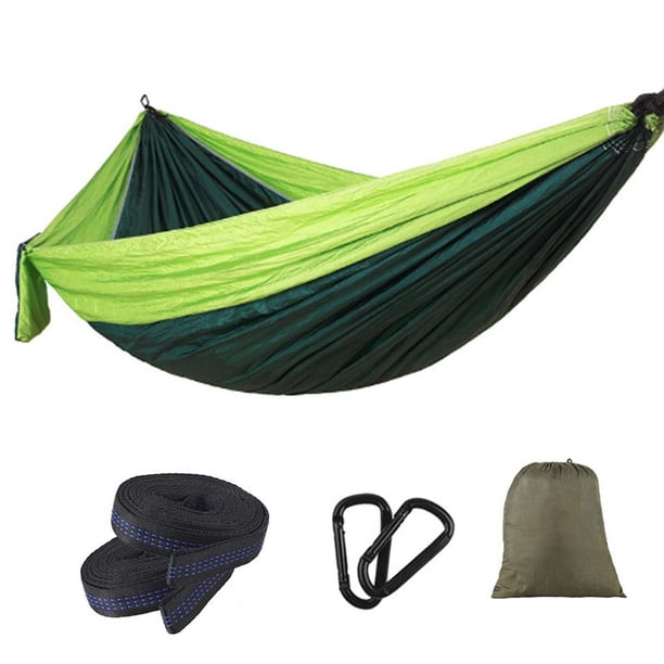 Soidarity Tela de paracaídas para acampar, columpio antivuelco, cama colgante, hamaca portátil para exteriores para parejas, silla colgante para dormir carpas Verde+Verde oscuro Soidarity HW5386-04