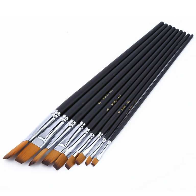 Angled Flat Paint Brushes Oblique Tip Nylon Hair Angular Oil Paint Brushes Long