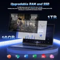 thumbnail image 3 of 15.6" FHD Student Laptop, Intel N150 Processor (4-Core, up to 3.6GHz), 16GB RAM, 1TB SSD, Fingerprint, Backlit Keyboard, 2-Year Warranty-Blue, 3 of 7