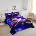 thumbnail image 2 of Lightsaber Comforter Set Full Size Galaxy Universe Planet Bedding Set Room Decor,Watercolor Star Sky Quilt Set Fantasy Duvet Insert,Purple, 2 of 6