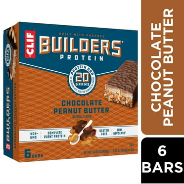 CLIF Builders Protein Bars Chocolate Peanut Butter Flavor, Plant Protein, Gluten Free Bars, 6ct