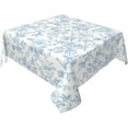 thumbnail image 2 of Light Blue Floral Tablecloth Square 60x60 Inch Chinoiserie Vintage Flower Table Cloth,Stain Resistance Polyester Spring Summer Seasonal Small Table Covers for Kitchen Dining Party Picnic, 2 of 7
