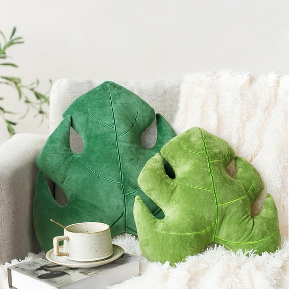 Sunlit 18"& 14" Monstera Deliciosa 3D Leaves Decorative Throw Pillows (2 Count)