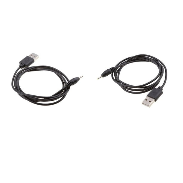 2 Cables de Carga (conector a Conector CC), 2,5 X 0,7 Mm, 100 Cm, Negro