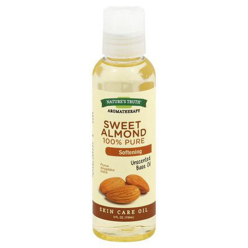 Nature's Truth 100% Pure Unscented Skin Care Base Oil, Sweet Almond 4 oz (Pack of 4)