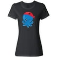 thumbnail image 3 of Inktastic Pirate Octopus, Blue Octopus With Red Pirate Hat Women's T-Shirt, 3 of 5