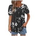 thumbnail image 2 of Hrsba Blouses for Women,Ladies Casual Pleated Vintage Flowy Print Short Sleeve Crewneck Summer Tops, 2 of 5