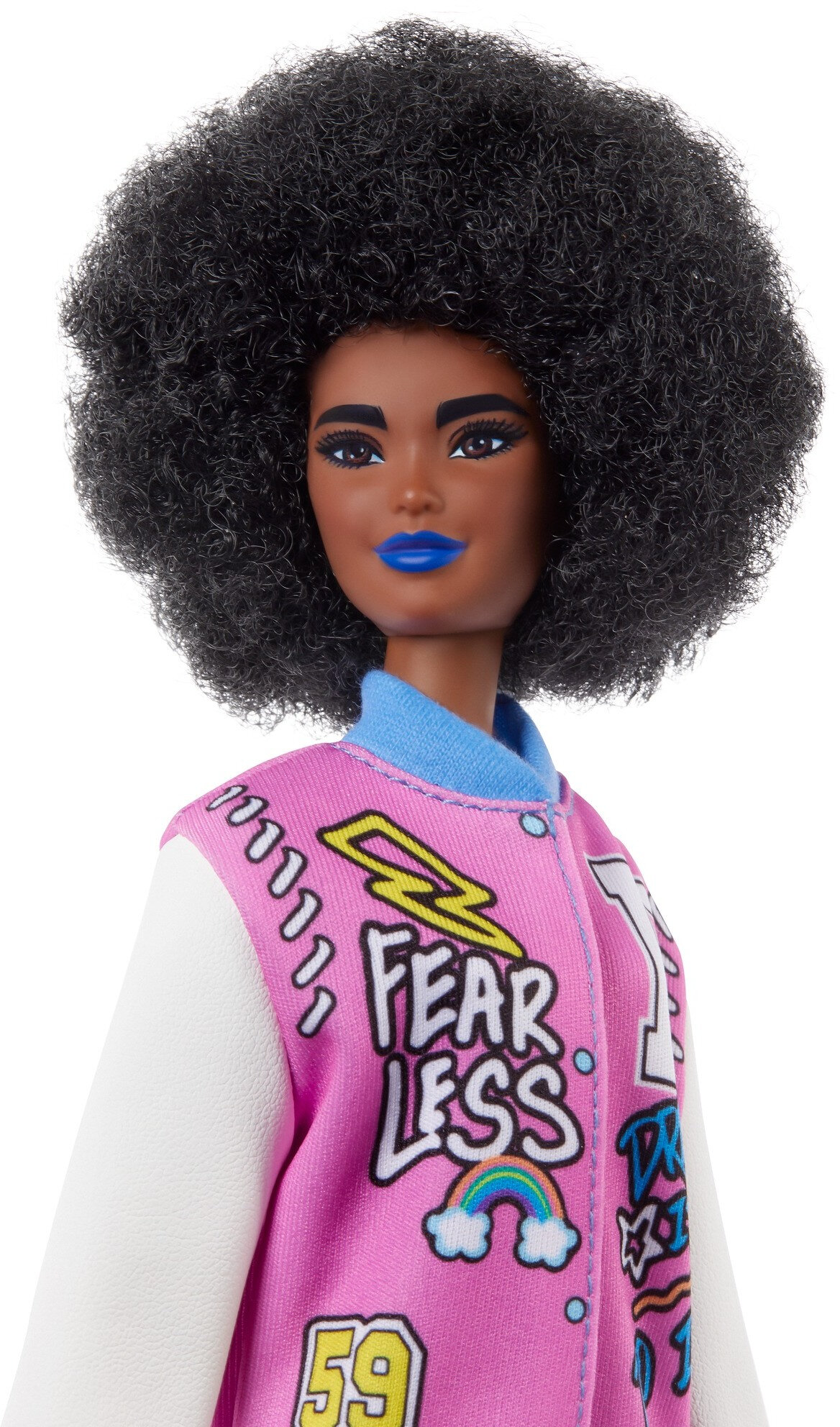 Barbie Fashionistas Doll #156 with Brunette Afro & Blue Lips Wearing Graphic Coat Dress - image 4 of 7