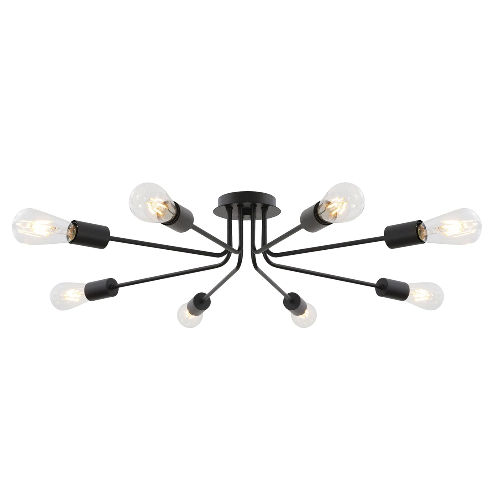 VINLUZ Farmhouse Ceiling Light Black Finish Sputnik Semi Flush Mount Black - 6-lights