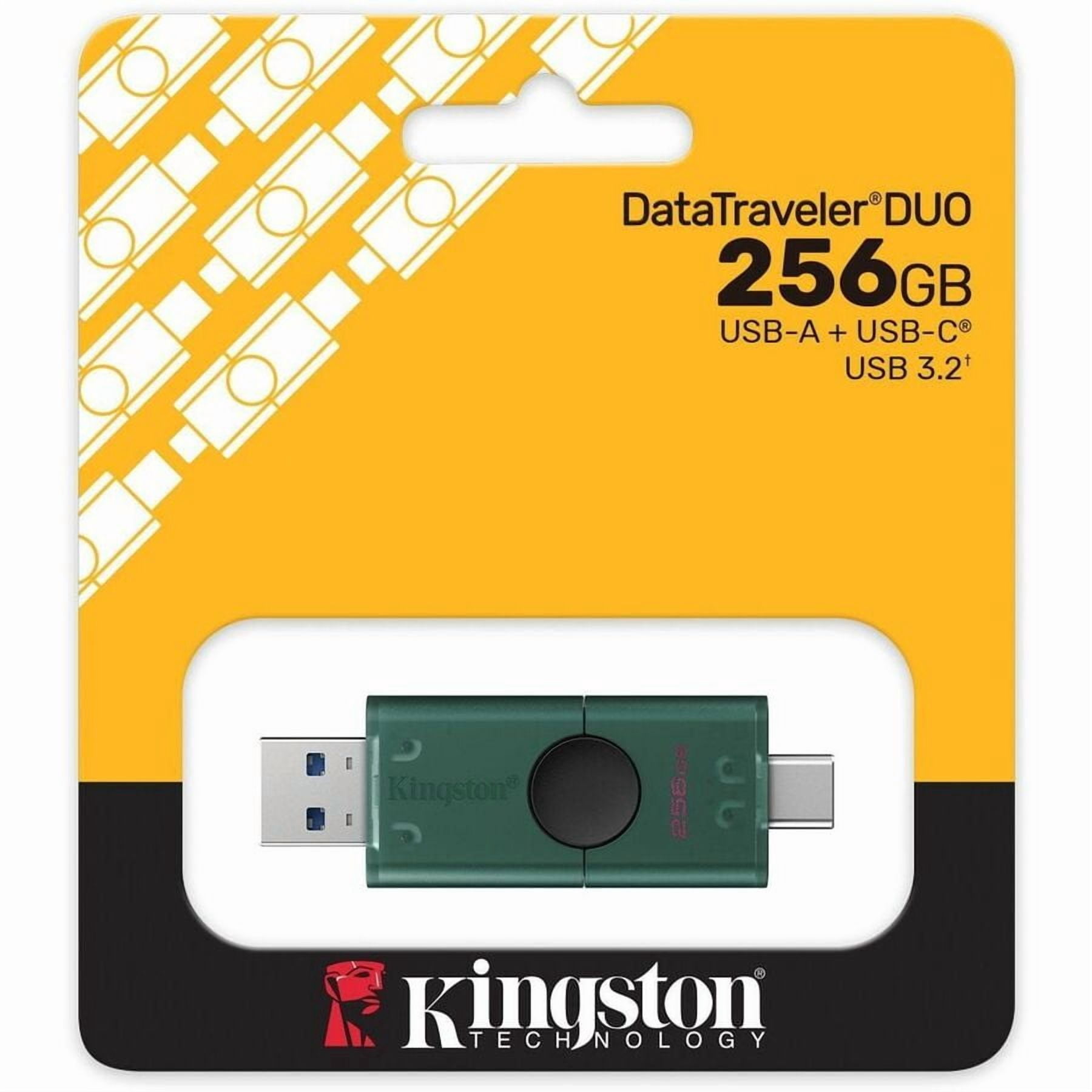 Kingston DataTraveler Duo 256GB (USB 3.2 (Gen 1) Type A + USB 3.2 (Gen 1) Type C) On-The-Go Flash Drive - 256 GB - USB 3.2 (Gen 1) Type A, USB 3.2 (Gen 1) Type C - 5 Year Warranty - 1