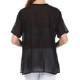 thumbnail image 2 of Sakkas Button Down Embroidered Short Sleeve Semi-Sheer Gauzy Cotton Top / Blouse - Black - Small, 2 of 4